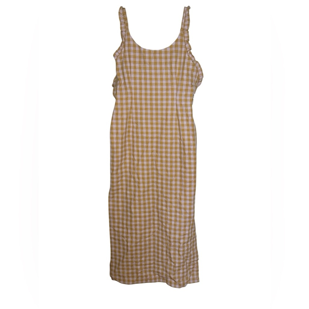 Anthropologie Yellow Checkered Midi Dress